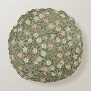 Small pink and white flower wallpaper design round pillow