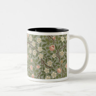 Small pink and white flower wallpaper design Two-Tone coffee mug
