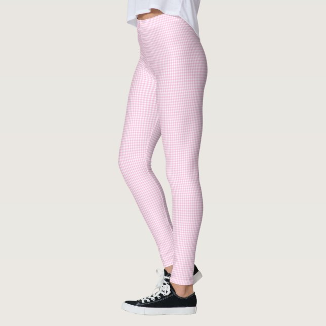 Small Pink and White Gingham Pattern Leggings (Left)