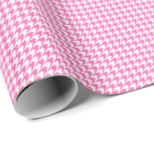 Small Pink and White Houndstooth Wrapping Paper