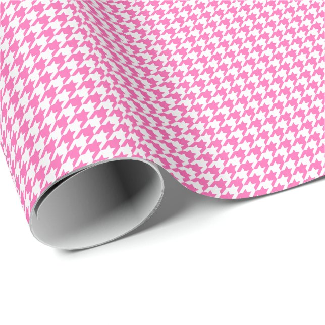 Small Pink and White Houndstooth Wrapping Paper (Roll Corner)