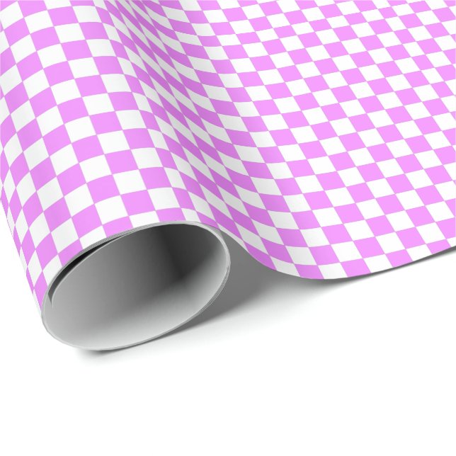 Small Pink White Chequered Pattern Wrapping Paper (Roll Corner)