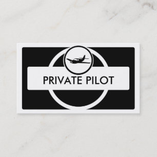 Small plane black white pilot business cards