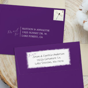 Small Plum Purple, Pre-addressed RSVP Envelope