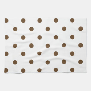 Small Polka Dots - Dark Brown on White Kitchen Towel