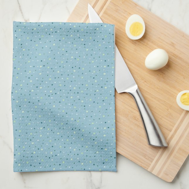 Small polka dots on light blue. kitchen towel (Quarter Fold)