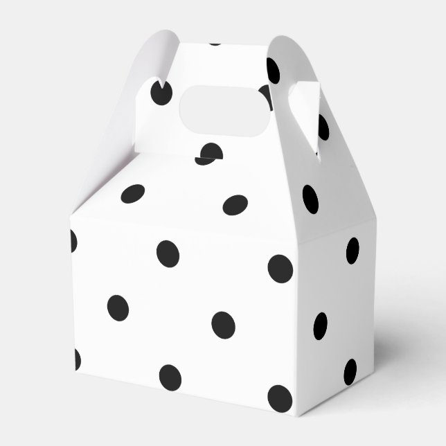 Small Polka Dots Pattern: Black & White Favor Box (Front Side)