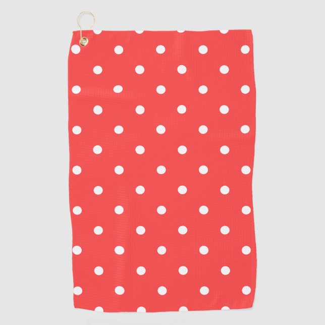 Small Polka Dots Pattern: Coral Pink Golf Towel (Front)