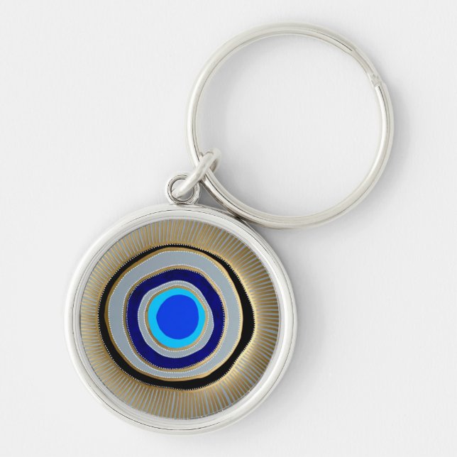 Small Premium Round Keychain/Greek Evil Eye Keychain (Front)