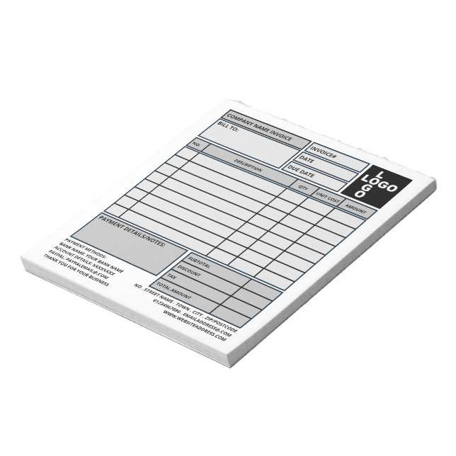 Small Pro-Logo Business Invoice/Quotation Notepad (Rotated)