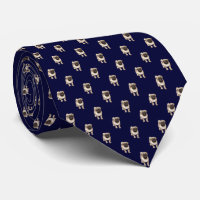 Small Pug Puppy Pattern on Dark Navy Blue