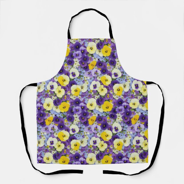 Small Purple and Yellow Pansies Apron (Front)