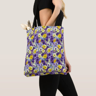 Small Purple and Yellow Pansies Tote Bag