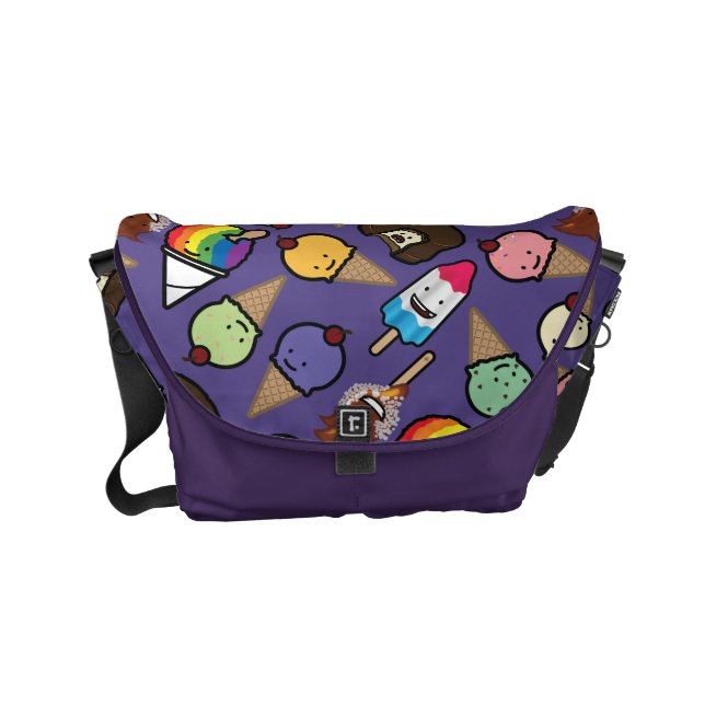 Small Purple Frosty Treat Messenger Bag (Front)