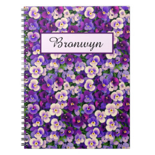 Small Purple Pansies Personalized Notebook