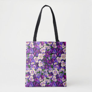 Small Purple Pansies Tote Bag