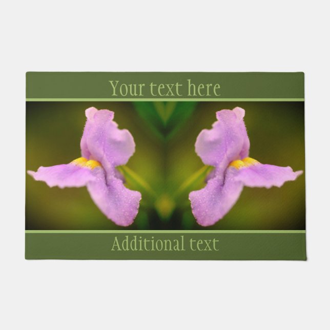 Small Purple Wild Orchid Flower Personalized Doormat (Front)