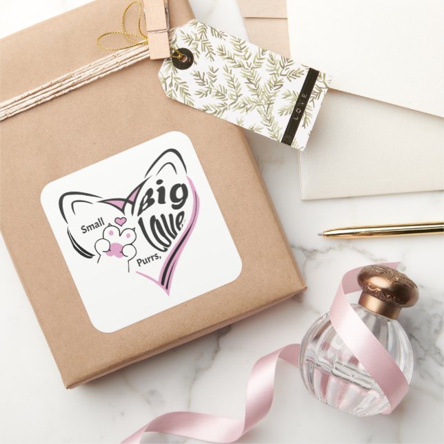 Small Purrs, Big Love. Square Sticker (Gifting)