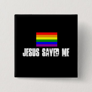 small rainbow flag, Jesus Saved Me 2 Inch Square Button
