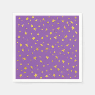Small Random Star Pattern Purple and Gold Napkin