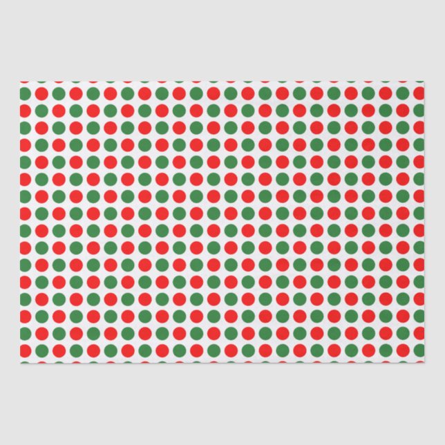 Small Red and Green Polka Dots  Tissue Paper (Front)