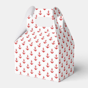 Small Red and White Anchors Pattern Favor Box