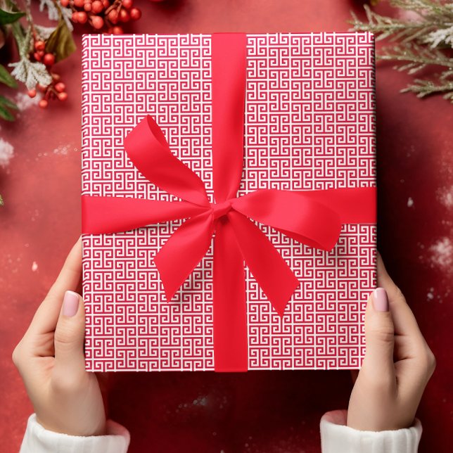 Small Red and White Greek Key Pattern Wrapping Paper (Small Red and White Greek Key Pattern Wrapping Paper)