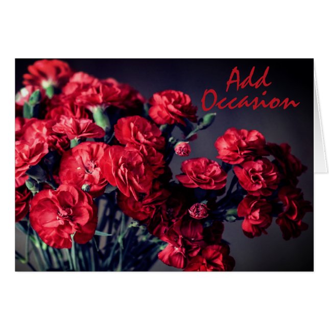 Small Red Carnations, Any Occasion Greeting Card (Front Horizontal)