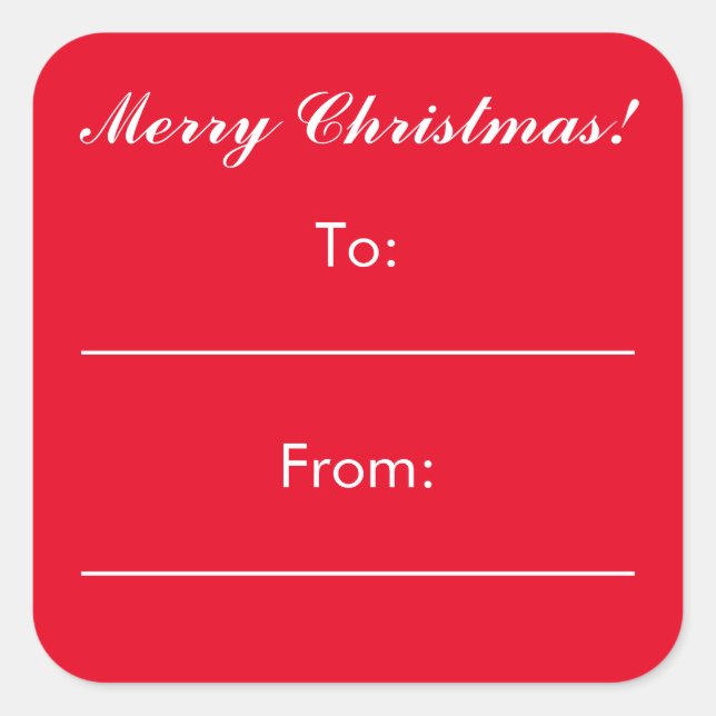 Small red Christmas to and from gift stickers (Front)