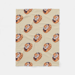 Small Red panda bear on tan Fleece Blanket