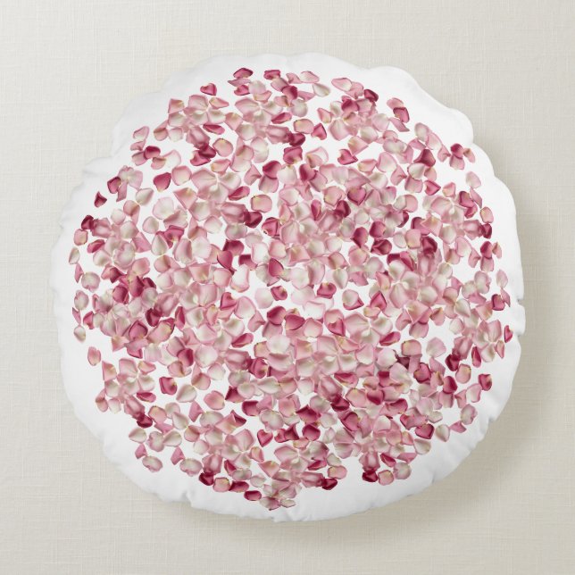 small Red rosepetals Round Pillow (Front)