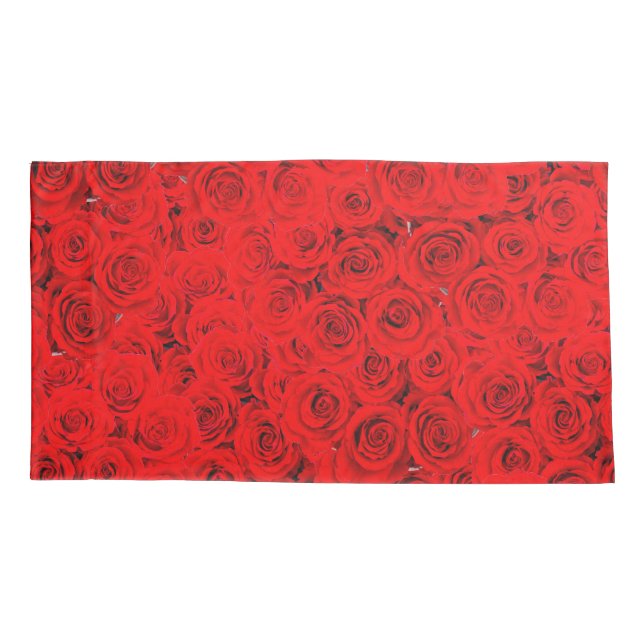 Small Red Roses Elegant Floral King Size Pillowcase (Back)