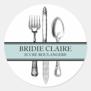 Small Round Elegant Cutlery Stickers