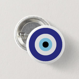 Small round Evil Eye Blue Mati symbol lucky charm 1 Inch Round Button