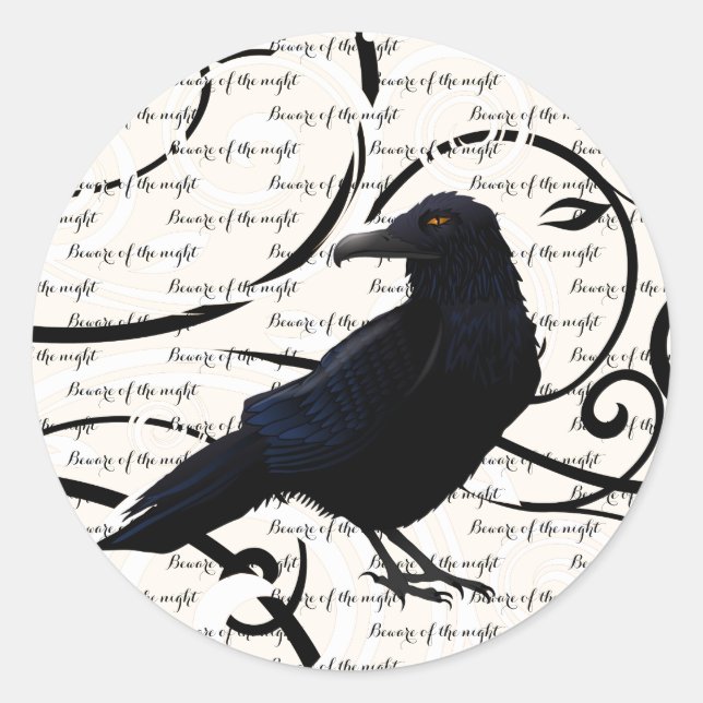 Small Round Sticker-Halloween Raven Classic Round Sticker (Front)