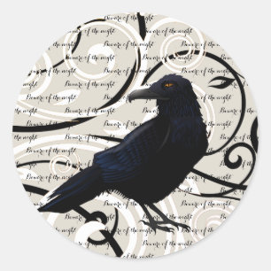 Small Round Sticker-Halloween Raven Classic Round Sticker
