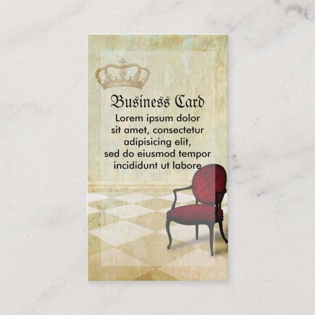 Small Royal Chair with Crown Business Card (Front)