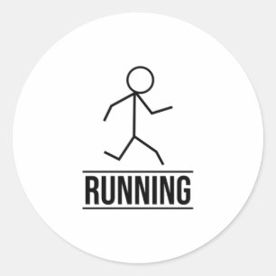 Small Running Stick Figure Classic Round Sticker