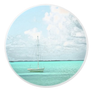 SMALL SAIL BOAT/CARIBBEAN CERAMIC KNOB