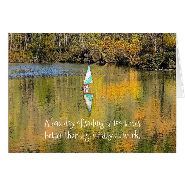 SMALL SAILBOAT ON LAKE WITH FALL REFLECTIONS (Front Horizontal)