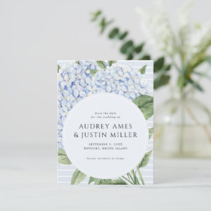 Small Save the Date Blue Hydrangea Announcement