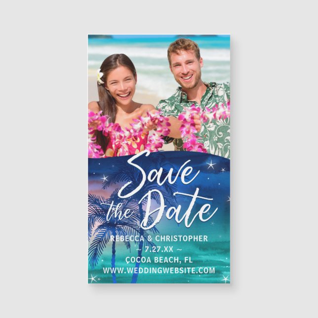 Small Save the Date Magnets Cheap | Beach Wedding (Front)