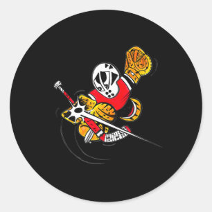 Small Saves Cartoon Hockey Goalie Action Save  Classic Round Sticker