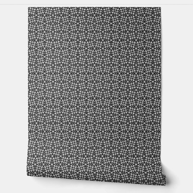 Small-Scale Black/White Abstract Geometric Mosaic Wallpaper (Unrolling)