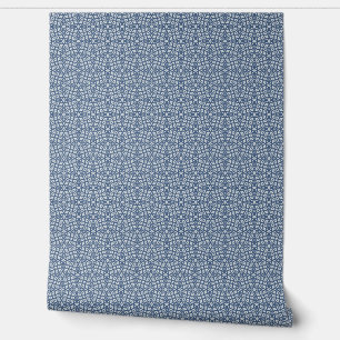 Small-Scale Blue Abstract Geometric Mosaic Wallpaper