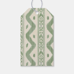 Small Scale Green Ikat on Cream Gift Tags