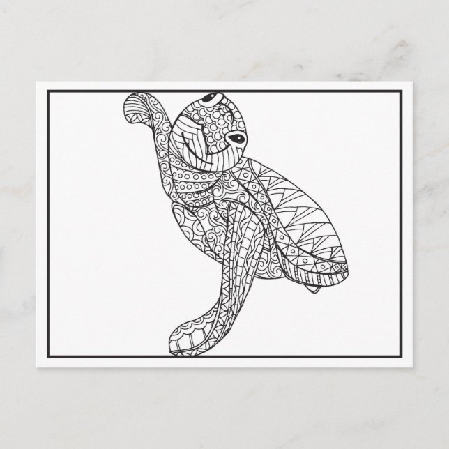 Small Sea Turtle Line Drawing Postcard (Front)