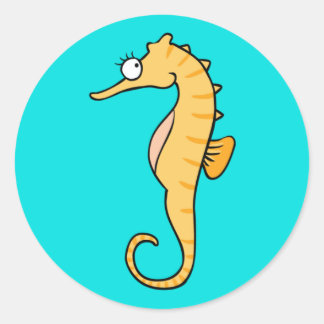 Small seahorse classic round sticker