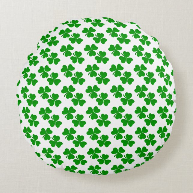 Small shamrock clover pattern round pillow (Front)