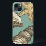 Small Shell Trio on Teal iPhone 13 Case<br><div class="desc">Megan Meagher is known for her simple art pieces. This image captures the simplicity of the seashore's treasures,  of a conch shells and a starfish. Meagher encompasses a teal background in her image to contrast these treasures. Get this fine art print today on your Zazzle product today.</div>